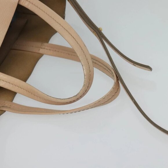 CELINE Vertical Cavas Hand Bag Leather 2way Pink Gold Auth sw418 - Picture 8 of 16